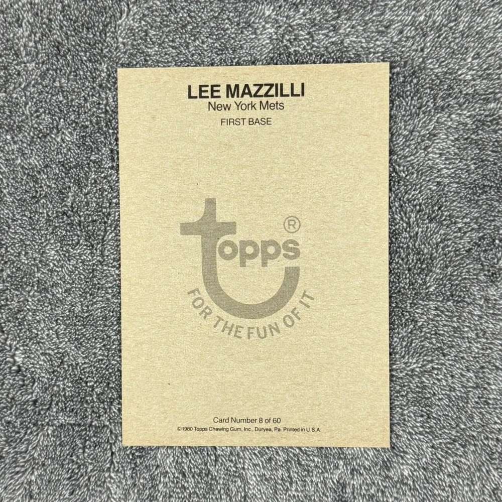 1980 Topps Lee Mazzilli New York Mets Card 8 of 60 For The Fun Of It 5x7 Vintage - Picture 2 of 4